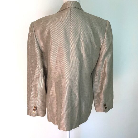 Linda Allard Ellen Tracy Blazer Size 12 Womens Vintage Gold Linen Viscose Cotton - Picture 3 of 15